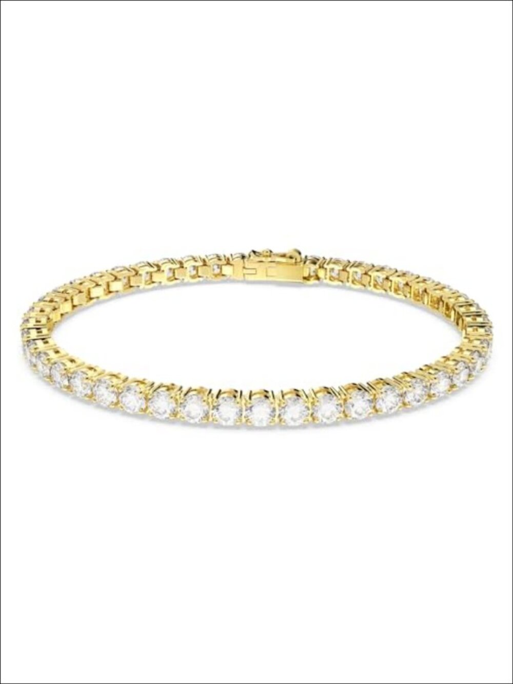Tennis Bracelet with Round Cut Crystals, Gold-Tone Plated, 7.5 Inch